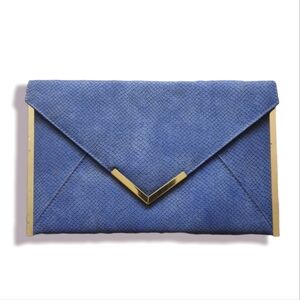 Blue Pebbled Leather Clutch Bag